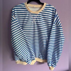 Free People Dupe - stripped oversized crewneck